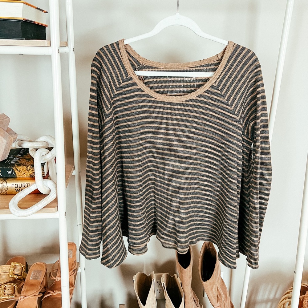 Free People Striped Thermal Top